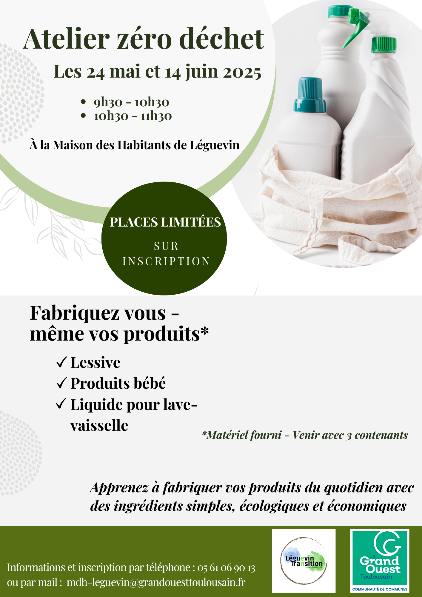 Affiche présentant l'atelier "0 déchets" à la Maison des Habitants de Léguevin